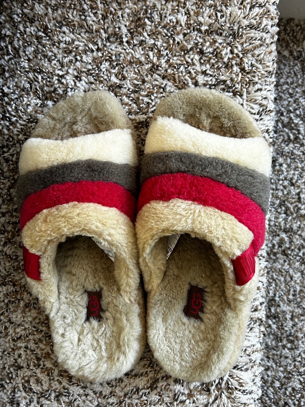 UGG Fluff You Stripes Slippers Men 7 Women 8 25cm